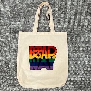 Broadway Canvas Tote Bag - Cream with Rainbow Design